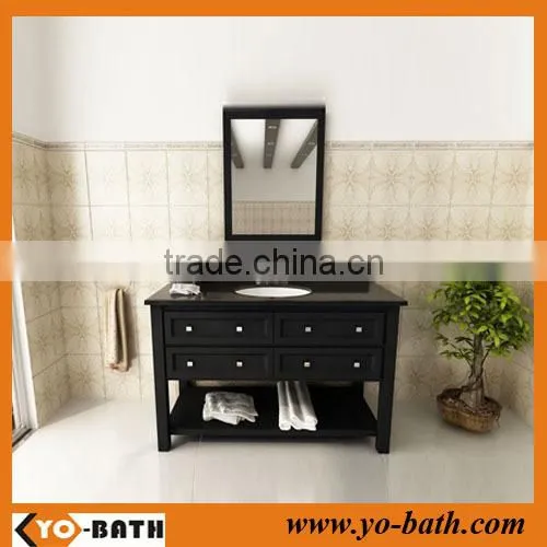 solid wood bathroom cupboard with marble countertop
