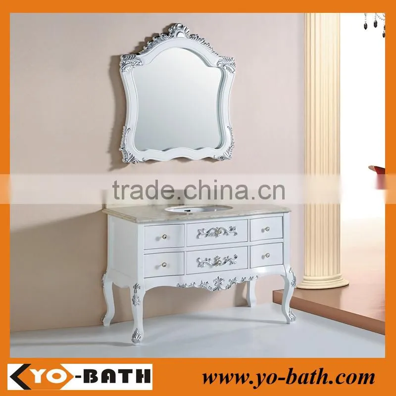 solid wood beige marble top classic bathroom vanity set
