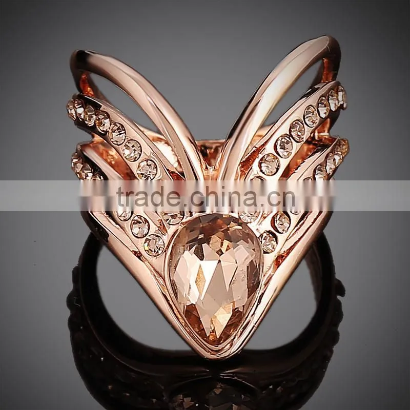 Alloy crystal fashion design custom made cheap wedding ring
