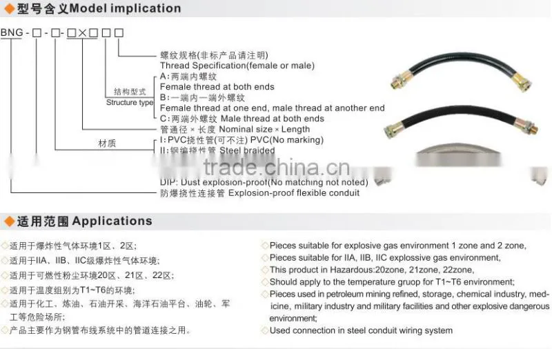 (d II DIP)BNG Explosion proof flexible connecting pipe