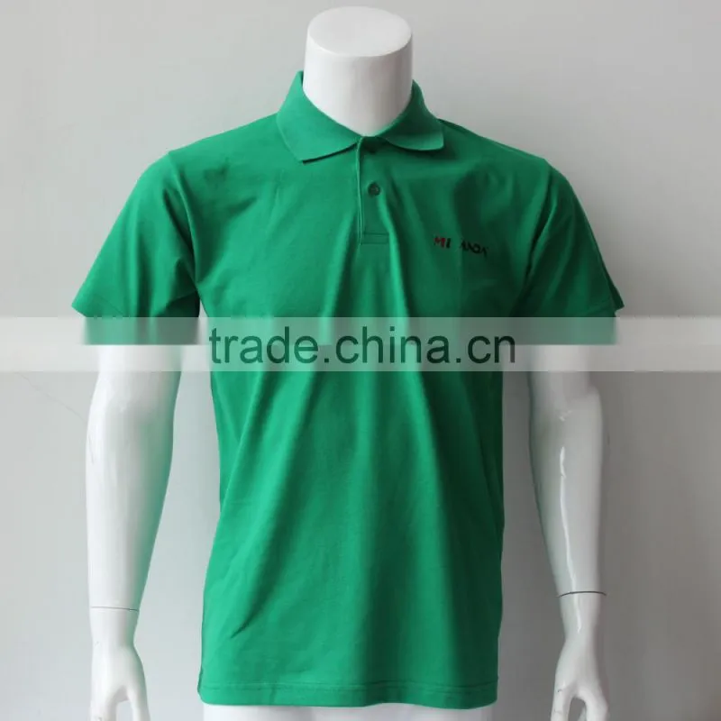 Green color simple design glue printing polo t shirt for advertising ,