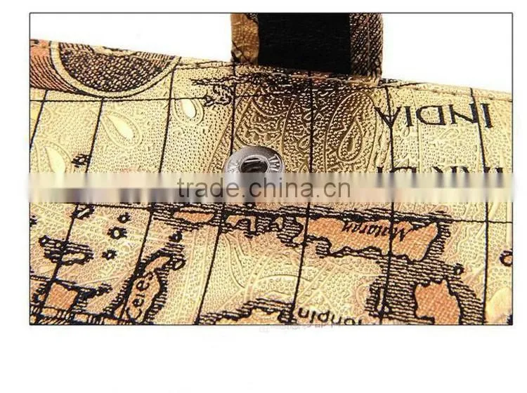 New style antique personalized card holder multiple wallet with world map printed