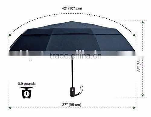 Wind Resistant Air-Vent Auto Open and Close Foldable Umbrella