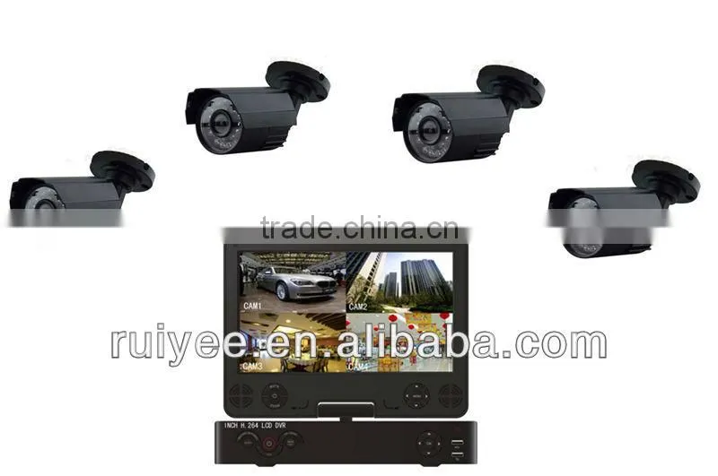 DVR-6414MKS new model CCTV 4X IR Day/Night Camera 4 Channel 4CH 4 CH DVR KIT + 10.5 inch LCD Surveillance System