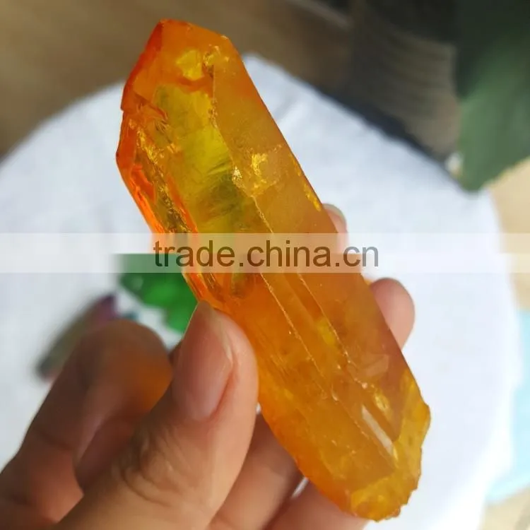 Wholesale Aqua Aura Quartz Crystal Point Titanium Coating Crystal Cluster