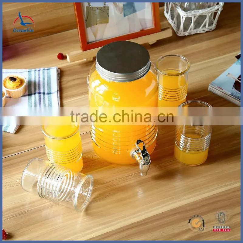 3.7L Glass Drink Beverage Dispenser Water Dispenser with Tap
