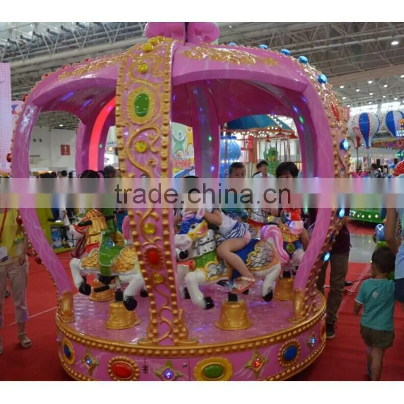 Crown Carousel Funny Children Games Ride Small Coin Operated Musical Carousel
