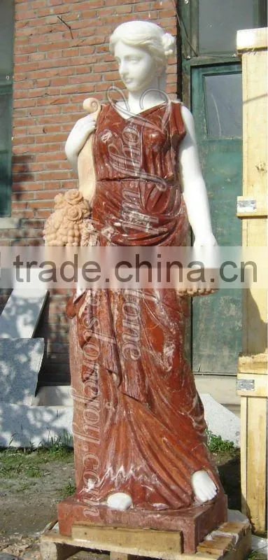 Red Marble Statue Figure, Marble Garden Statuary