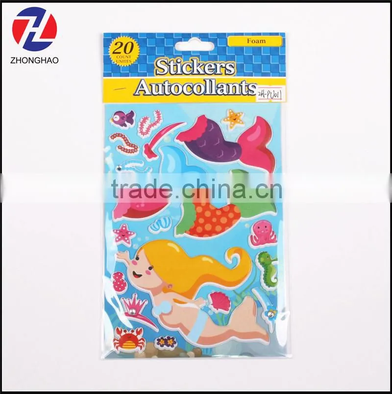 New design custom unique dress up doll puffy sticker