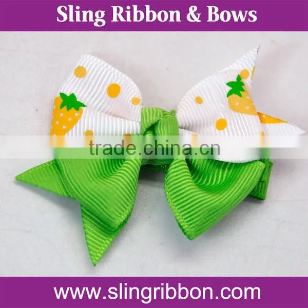 Hot Sale Two Color Ribbon Bow Girls Hair Bow With Clip Toddle Bow