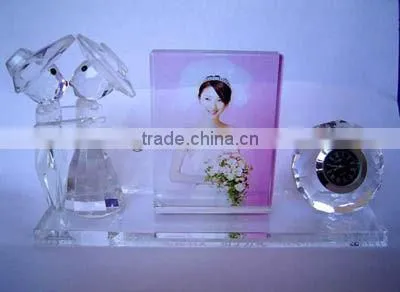 Heart shaped printing colorful Crystal Photo Frame