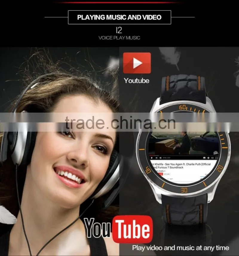 I2 android 5.1 OS MTK6580 Quad core Smart watch 4GB / 512MB Smartwatch With 3G wifi bluetooth GPS Google play store