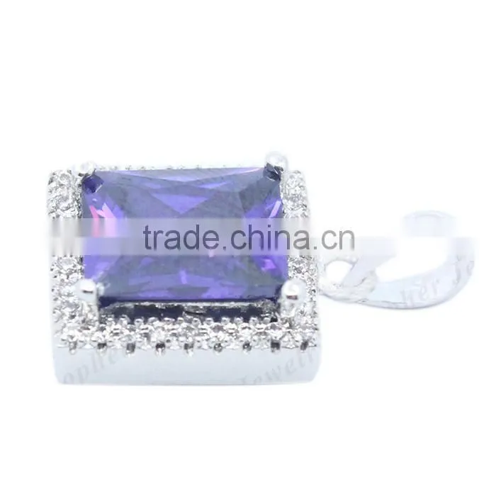 925 Sterling Silver Jewelry single stone pendant wholesale AAA Tanzanite pendant