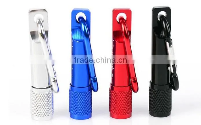 1LED Rotate switch aluminum carabiner keychain flashlight custom plush keychain