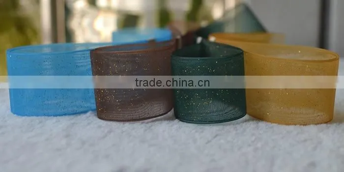 Glitter organza ribbon,mixed colors, 1" wide,DIY handmade gift wrap.200yard / roll.