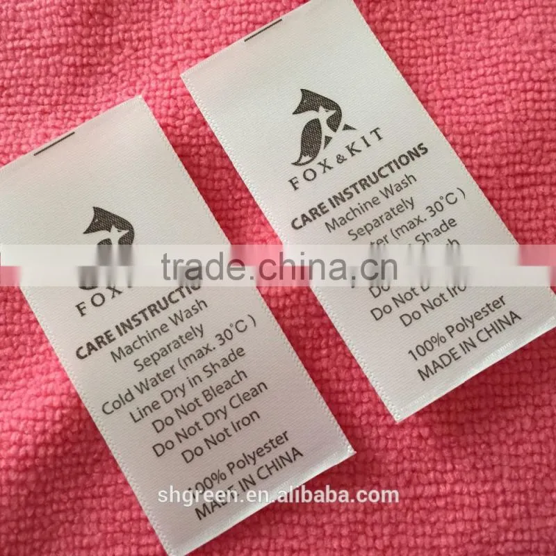 Washing care label with double sides printing