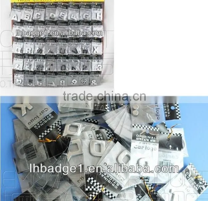 Individual letter chrome sticker , number chrome badge 3D ABS chrome sticker