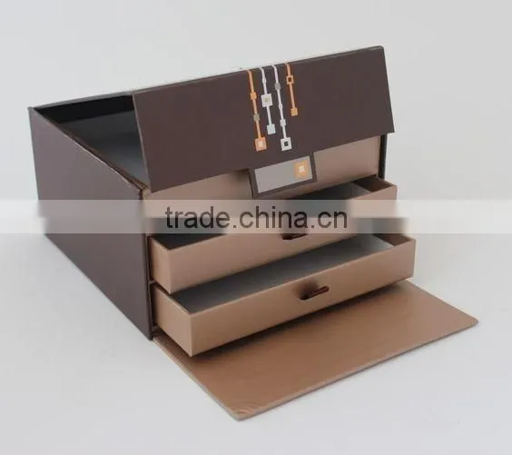 Custom printed logo rigid cardboard box with drawer/fantastic luxury rigid box