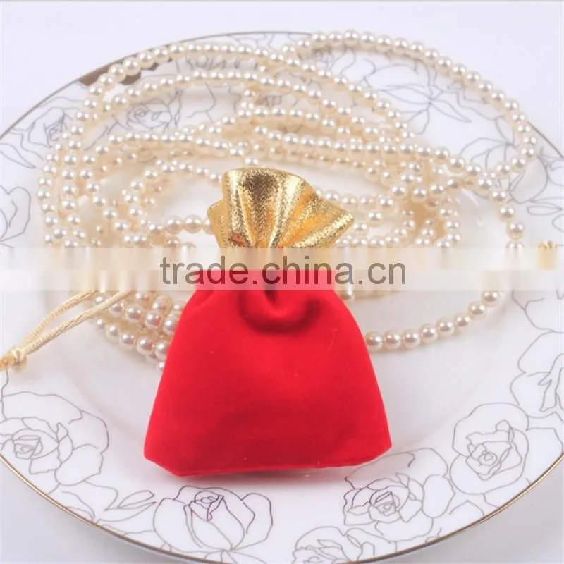 New design red jewelry gift velvet drawstring bag wholesale