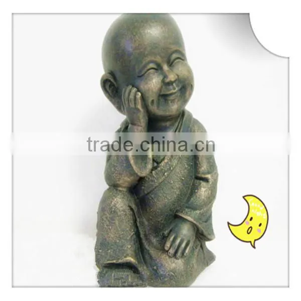 Sitting Monk Hands Covering Eyes Resin Craft