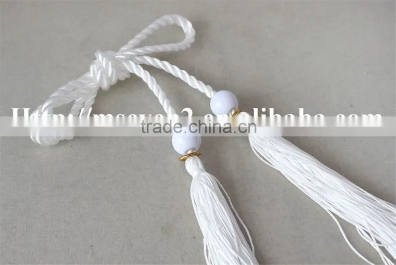 100% polyester tassels in white color long tassels for clothing