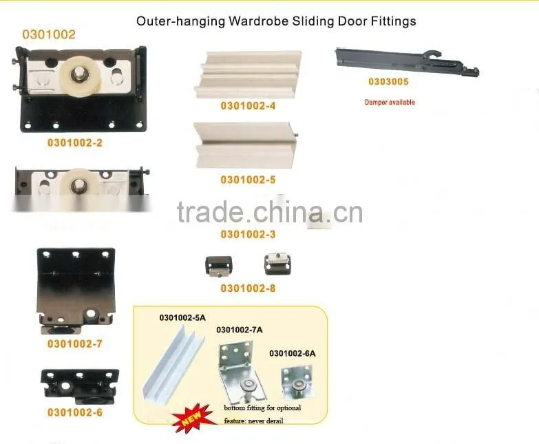 outer-hanging type sliding door hardware for wardrobe cabinet sliding door hardware