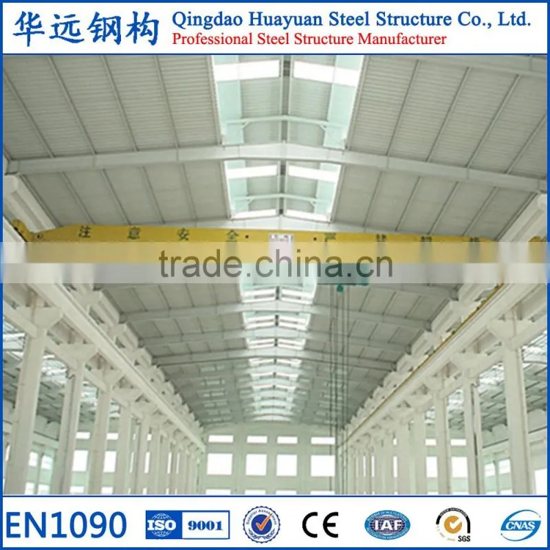 Fireproof prefabricated steel workshop with 5 tons crane