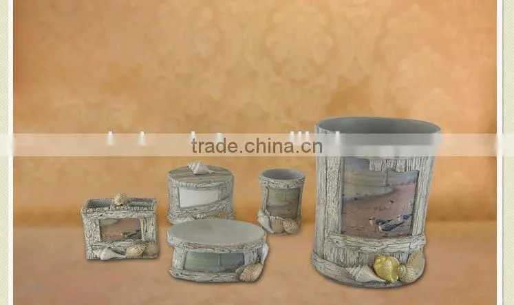 Sea series Resin Bathrooom Sets 5pcs bathroom accessory set