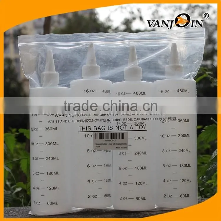 12 oz Easy Squeeze HDPE Bottles Food Grade Set of 3
