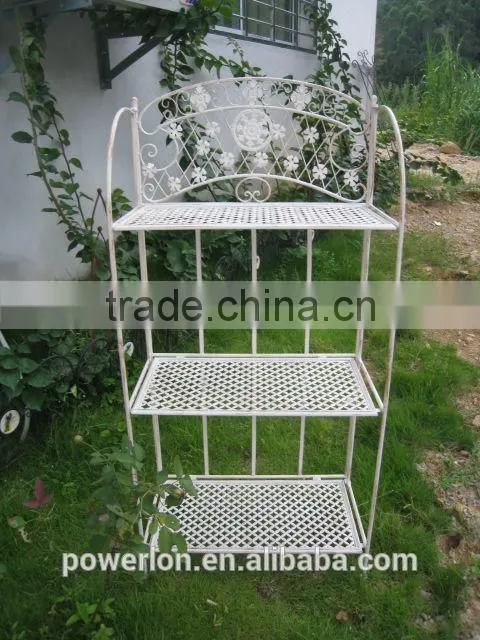 vintage folding wrought iron garden shelf