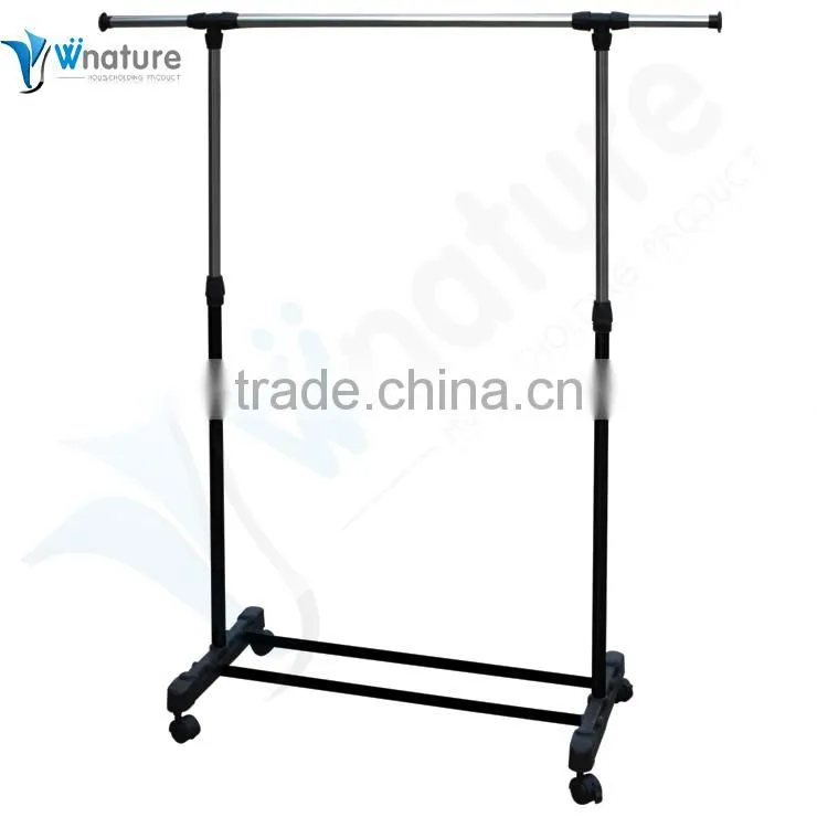 Rolling Clothes Rack Hanging Garment Bar Portable Adjustable Heavy Duty Hanger