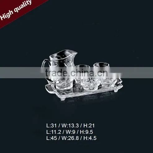 Weave shaped beautiful 7pcs drinking glass water set