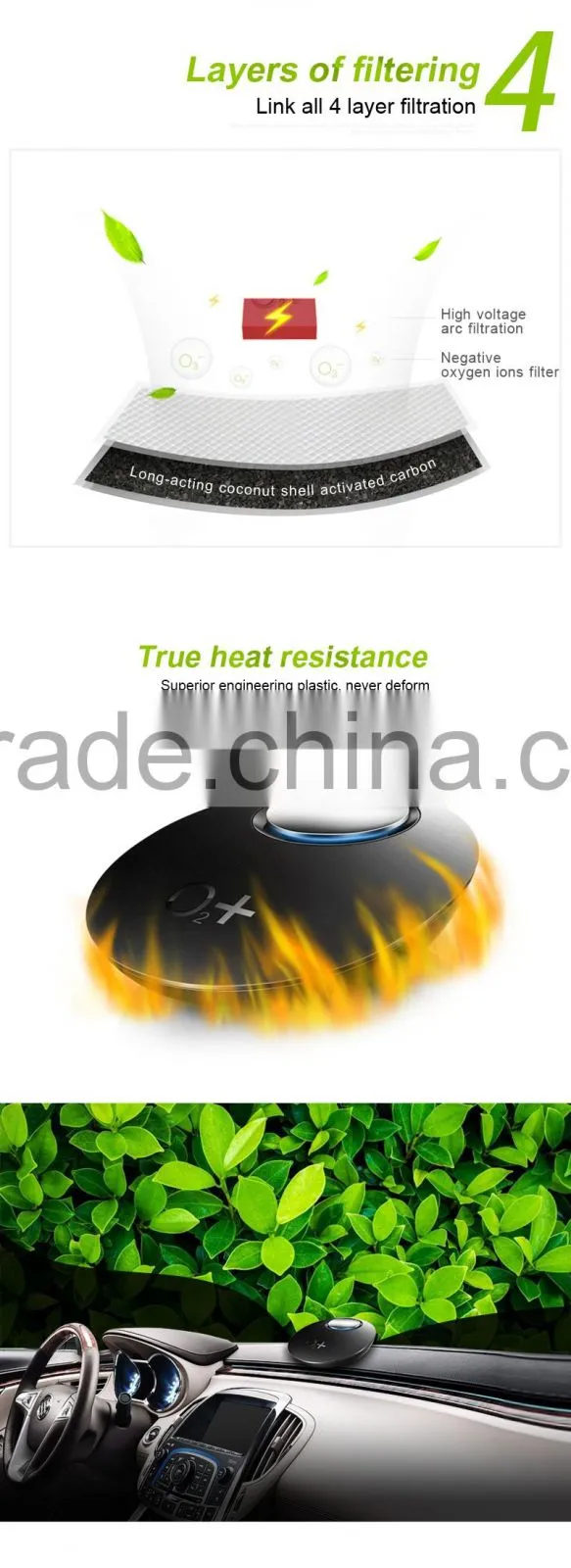 Portable O2+ mini auto car use air purifier high quality car air purifier clearner