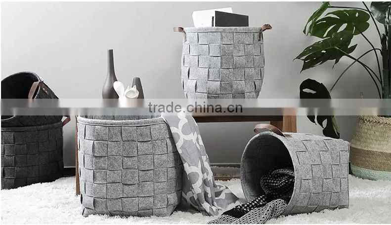 Popular customize woven felt storage basket for polyester felt firewood basket