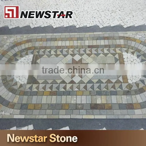 Slate garden mosaic tile floor