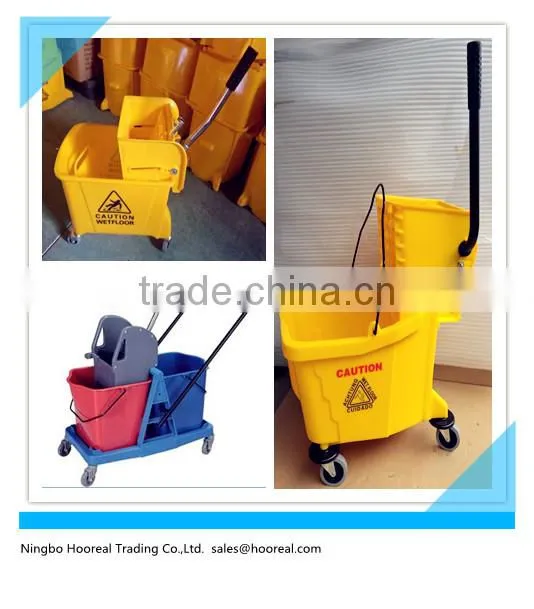 Heavy Duty Commercial Plastic Mop Bucket 20L W/ Wringer, Yellow - Commercial Grade For Hotel/Houstital/Housekeeping Cleaning