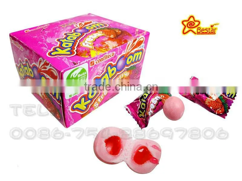 Bottle Packing Bubble Gum Center Filled Fruity Jam