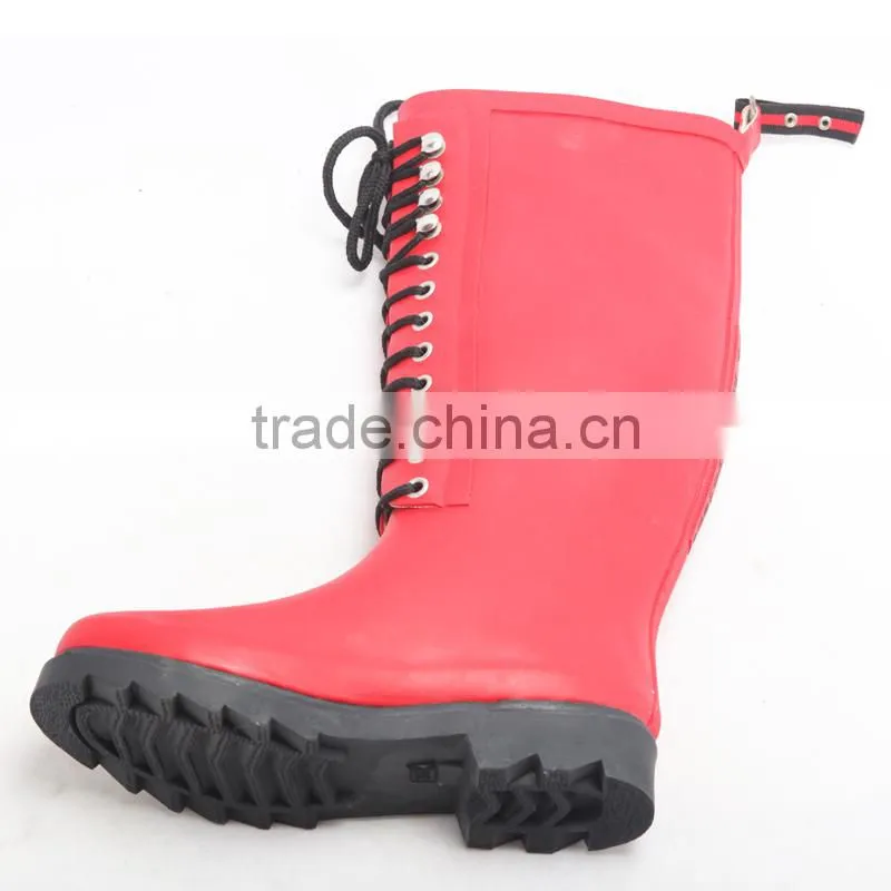 woman rubber rain boots with lace up