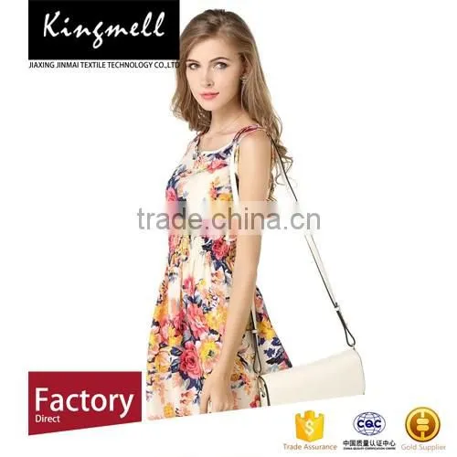 Hot sale fancy digital print floral chiffon dress
