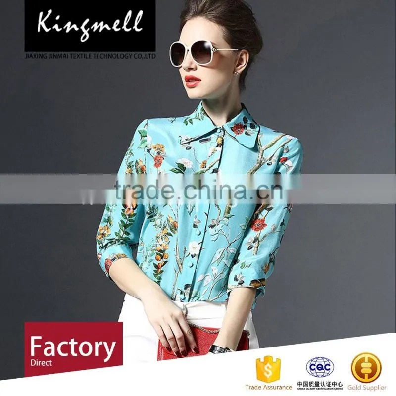 Digital printed vivid color organic silk charmeuse fabric