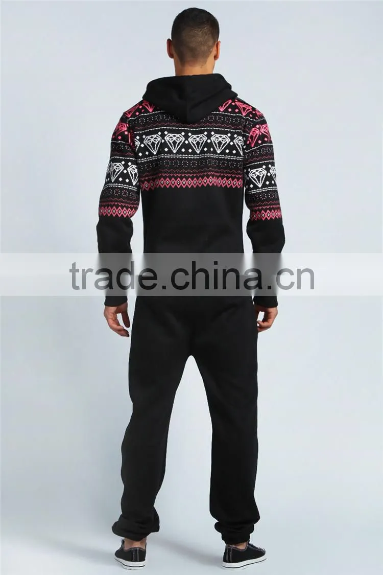 PA0027A diamond printed onesie jumpsuit for men