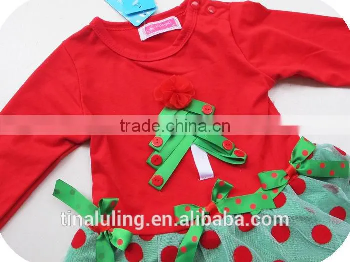 new girls christmas dress fashion long sleeve girls christmas tree red dress child clothes