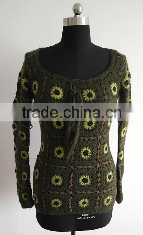 New ladies crochet flower sweater