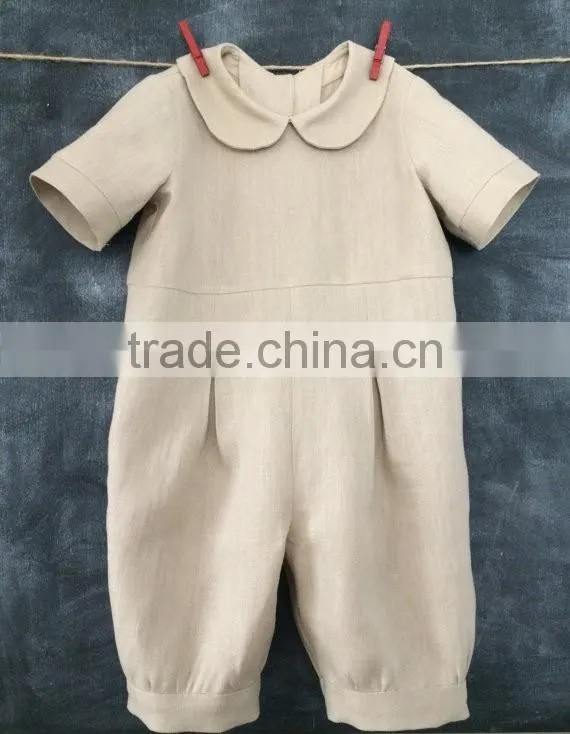 Boys Linen Romper Infant Baby Linen Jon Jon Shortall Toddler Baptism Outfit