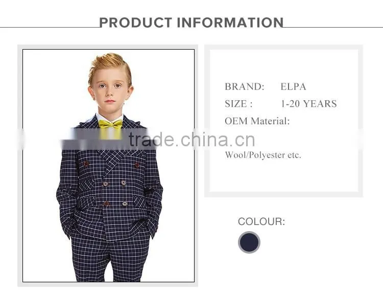 ELPA formal fancy kids clothes boys plaid three pieces children clothes suit boys