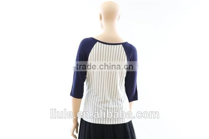 Stylish Lady Women Medium Sleeve Pullover Tops Casual Blouse