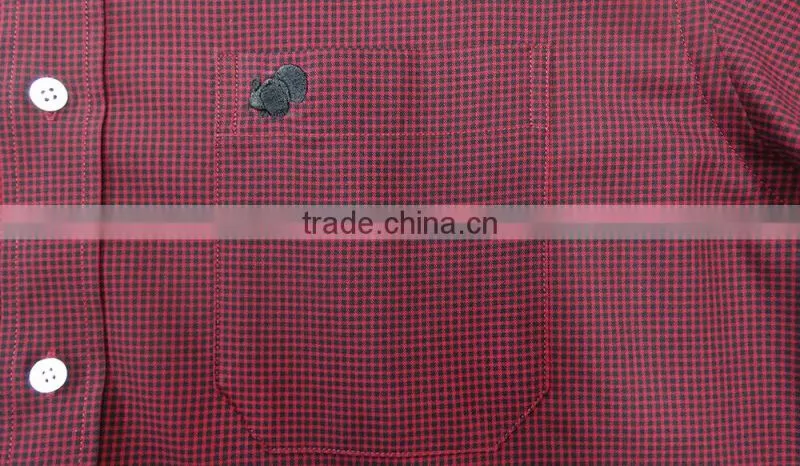 button down collar long sleeve gingham causal men shirt 100% cotton