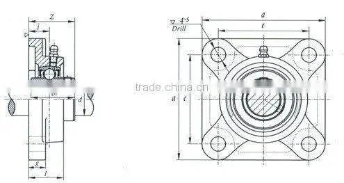 UCF208 four srew hole pillow block bearing