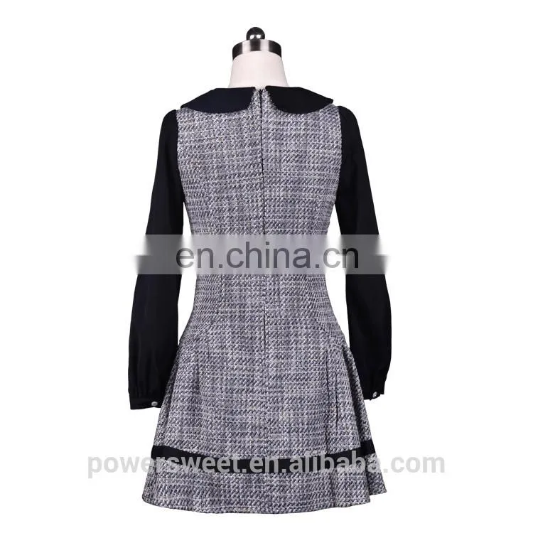 Wholesale Clothing Elegant Fashion Bow Collar Long Sleeve Autumn Dress 2014