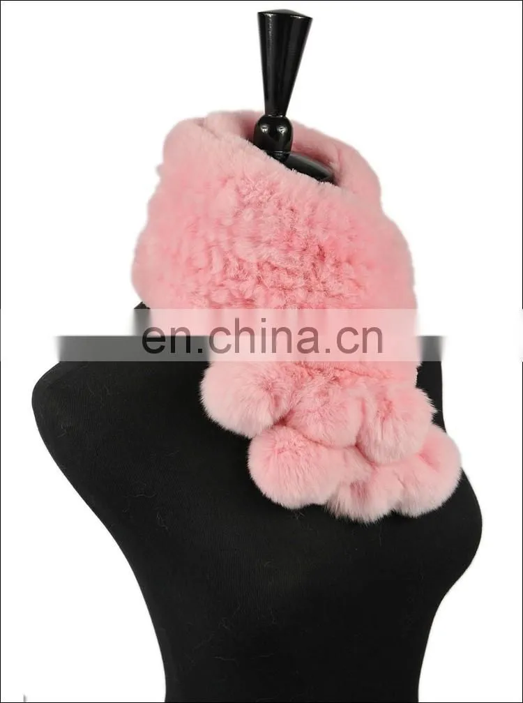 2016 Wholesale cheap good material real rex rabbit fur knitted promotional scarf / handmade scarf